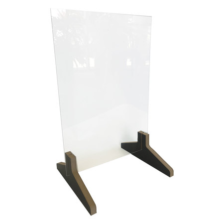 Waddell Protective Plastic Sneeze Guard, No Frame, 2-Piece Wood Base, 23”x15”x12” SG2